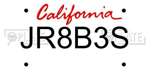 JR8B3S California License Plate