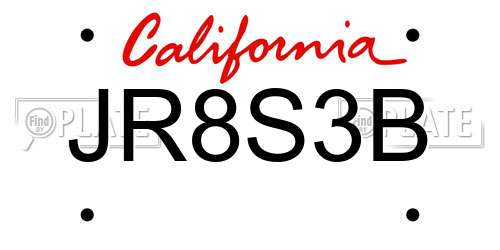 JR8S3B California License Plate