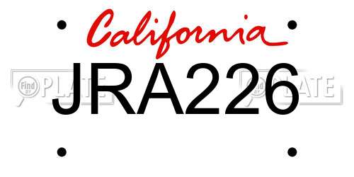 JRA226 California License Plate