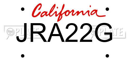 JRA22G California License Plate