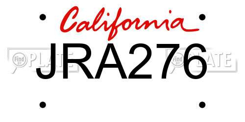 JRA276 California License Plate