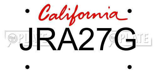 JRA27G California License Plate