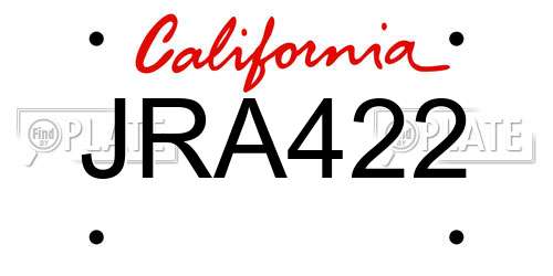 JRA422 California License Plate