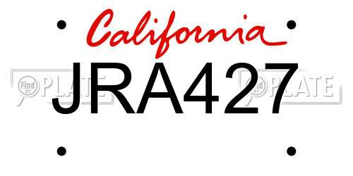 JRA427 California License Plate