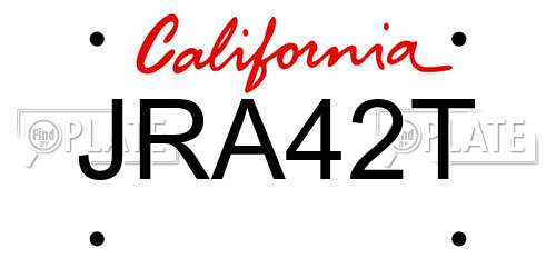 JRA42T California License Plate