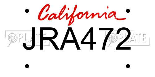 JRA472 California License Plate