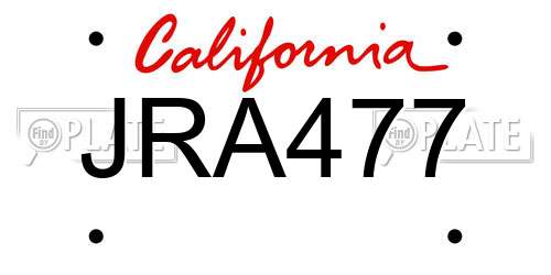 JRA477 California License Plate