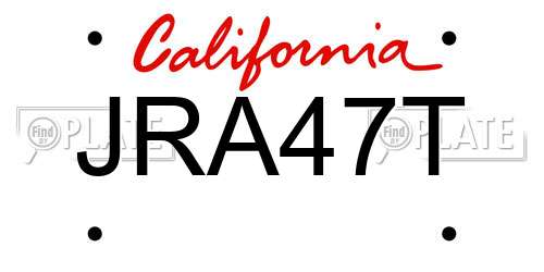 JRA47T California License Plate
