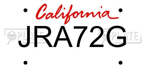 JRA72G California License Plate