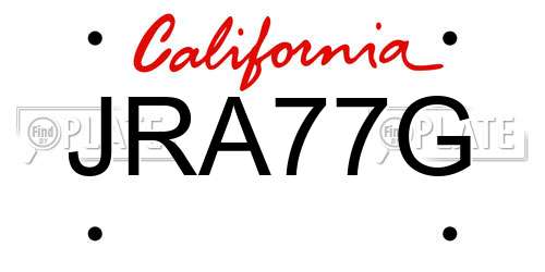 JRA77G California License Plate