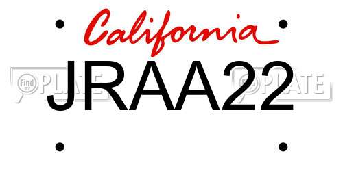 JRAA22 California License Plate