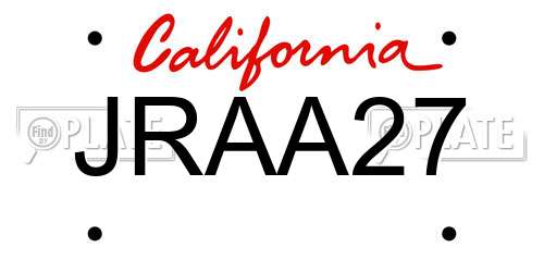 JRAA27 California License Plate