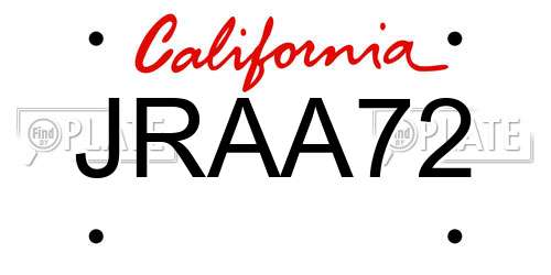 JRAA72 California License Plate