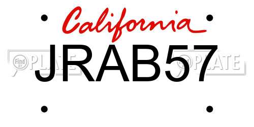 JRAB57 California License Plate