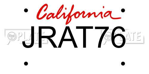 JRAT76 California License Plate