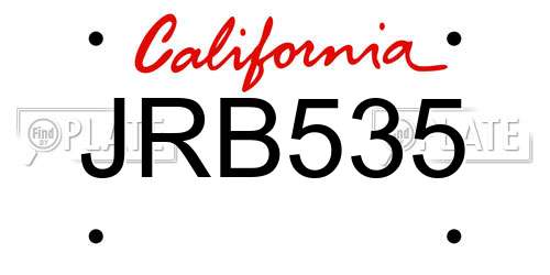 JRB535 California License Plate