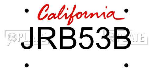 JRB53B California License Plate