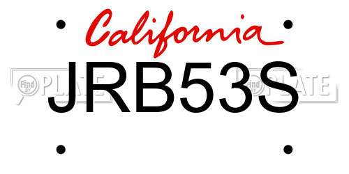 JRB53S California License Plate