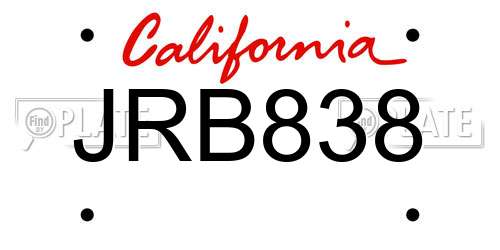 JRB838 California License Plate