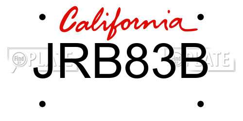 JRB83B California License Plate