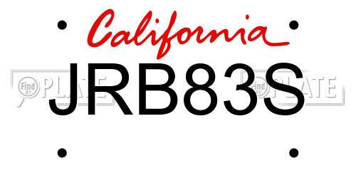 JRB83S California License Plate