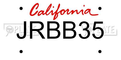 JRBB35 California License Plate