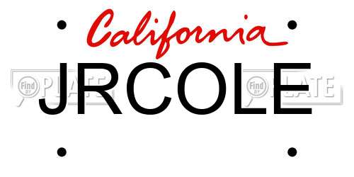 JRCOLE California License Plate