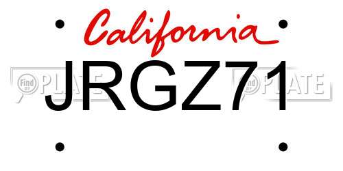 JRGZ71 California License Plate