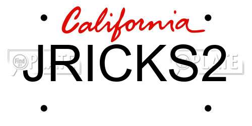 JRICKS2 California License Plate