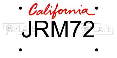 JRM72 California License Plate