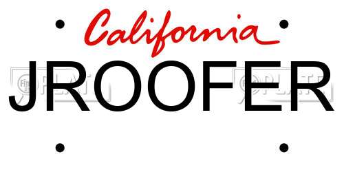 JROOFER California License Plate