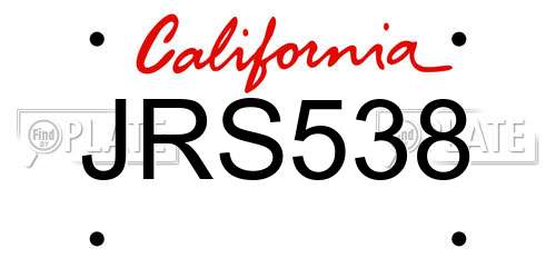 JRS538 California License Plate