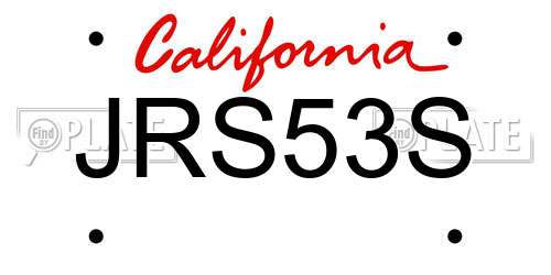 JRS53S California License Plate