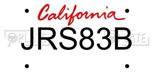 JRS83B California License Plate