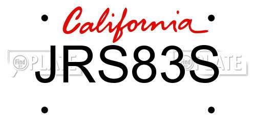 JRS83S California License Plate