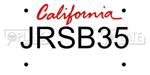 JRSB35 California License Plate
