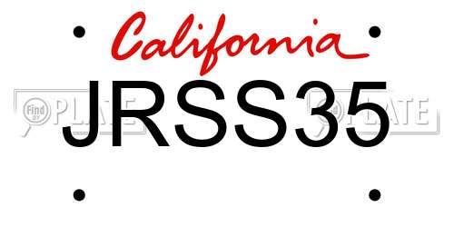 JRSS35 California License Plate