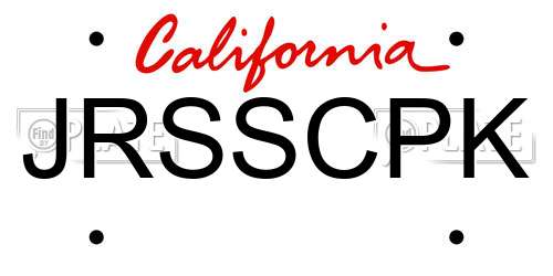 JRSSCPK California License Plate