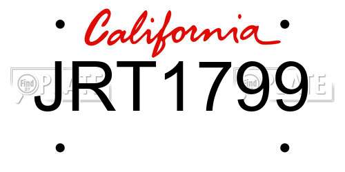 JRT1799 California License Plate