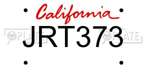 JRT373 California License Plate