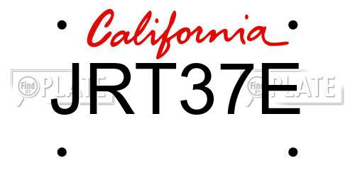 JRT37E California License Plate