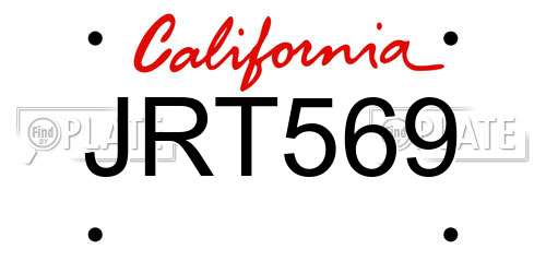 JRT569 California License Plate
