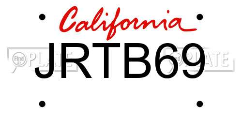 JRTB69 California License Plate