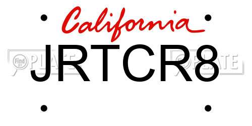 JRTCR8 California License Plate