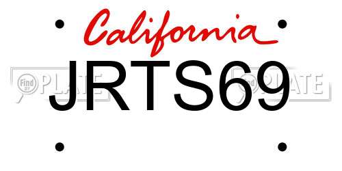 JRTS69 California License Plate