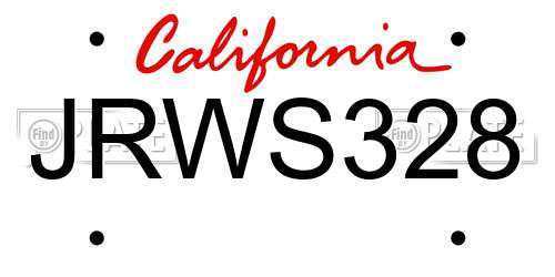 JRWS328 California License Plate