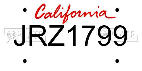 JRZ1799 California License Plate