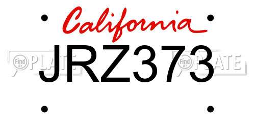 JRZ373 California License Plate
