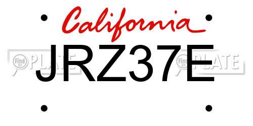 JRZ37E California License Plate