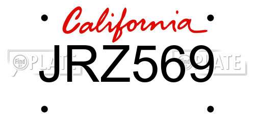 JRZ569 California License Plate